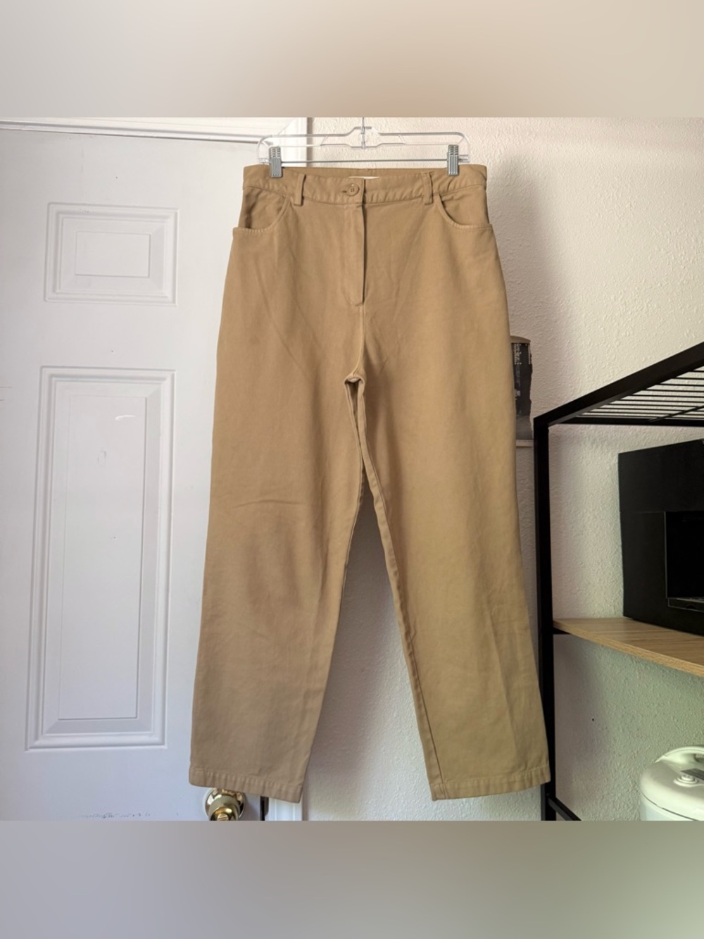 FIRST RITE tan khaki cotton straight tapered leg cropped pants